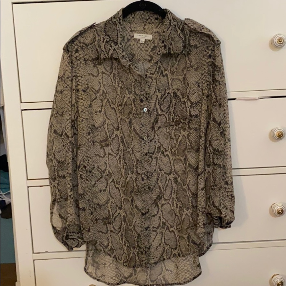 Equipment Sheer Silk Snakeskin Blouse
